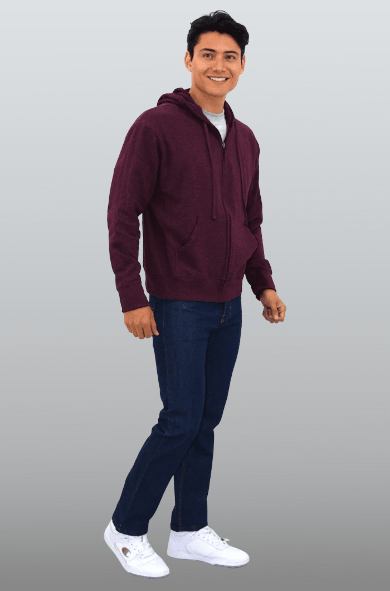 SUDADERA CAPUCHA Y CIERRE LIVERPOOL UNISEX #Color_Vino