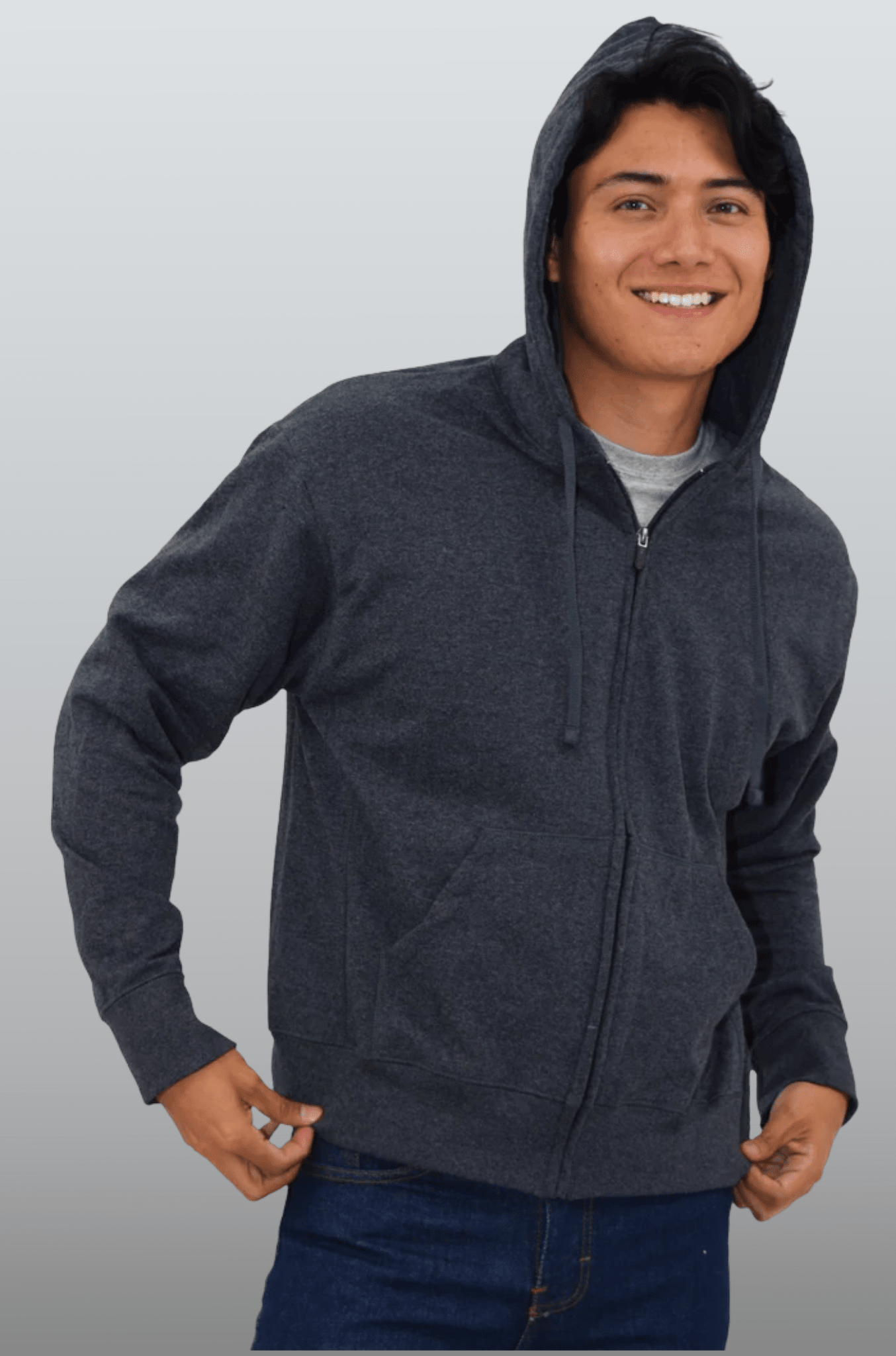 SUDADERA CAPUCHA Y CIERRE LIVERPOOL UNISEX #Color_Gris