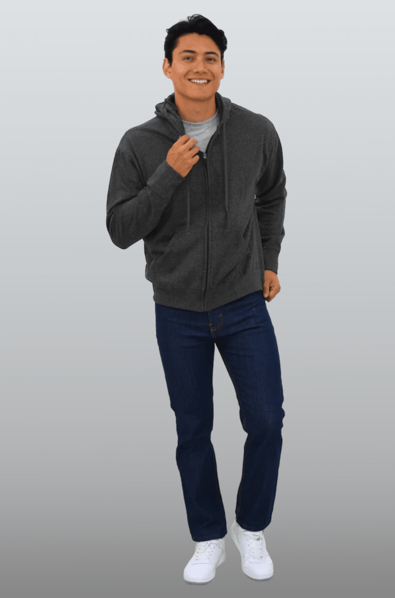 SUDADERA CAPUCHA Y CIERRE LIVERPOOL UNISEX #Color_Gris