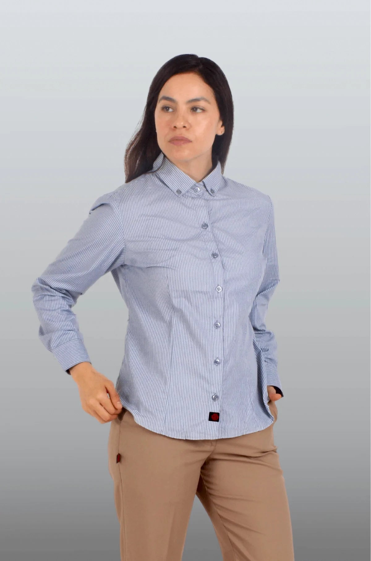CAMISA FORMAL MANGA LARGA PORTO MUJER #Color_Gris
