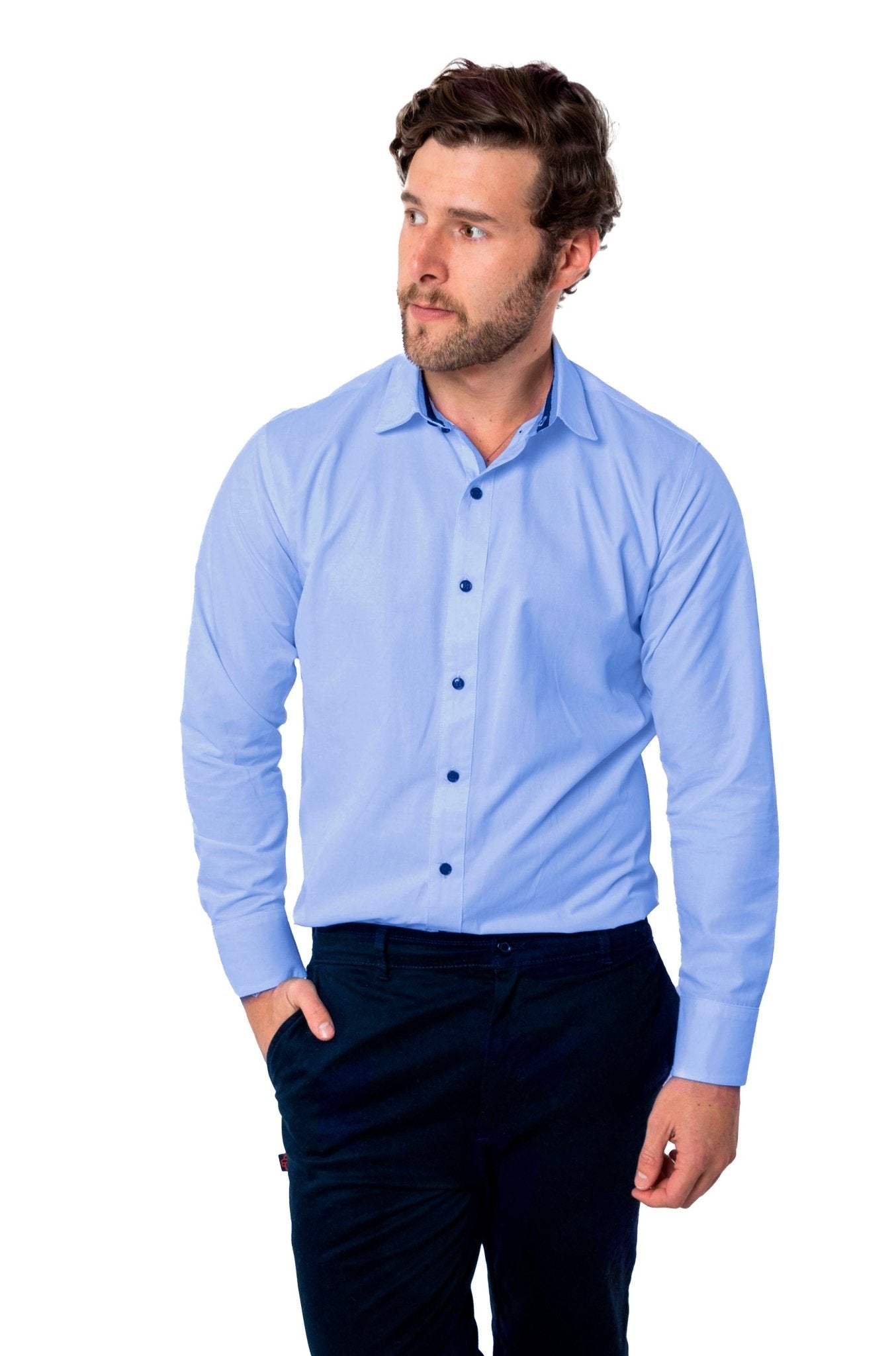 CAMISA FORMAL SLIM FIT MANGA LARGA BIRMINGHAM HOMBRE #Color_Azul Celeste