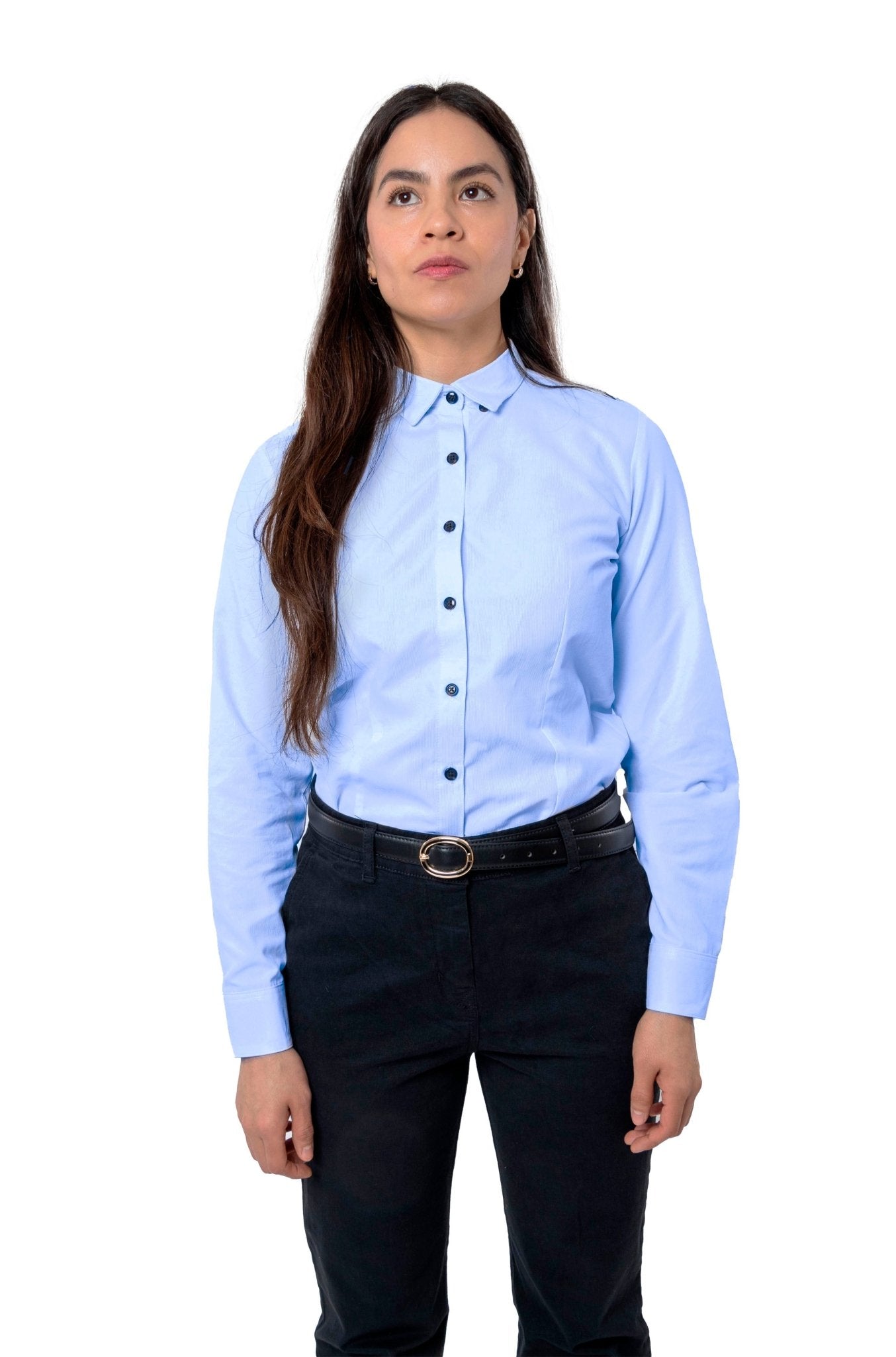 CAMISA FORMAL SLIM FIT MANGA LARGA BIRMINGHAM MUJER #Color_Azul Celeste