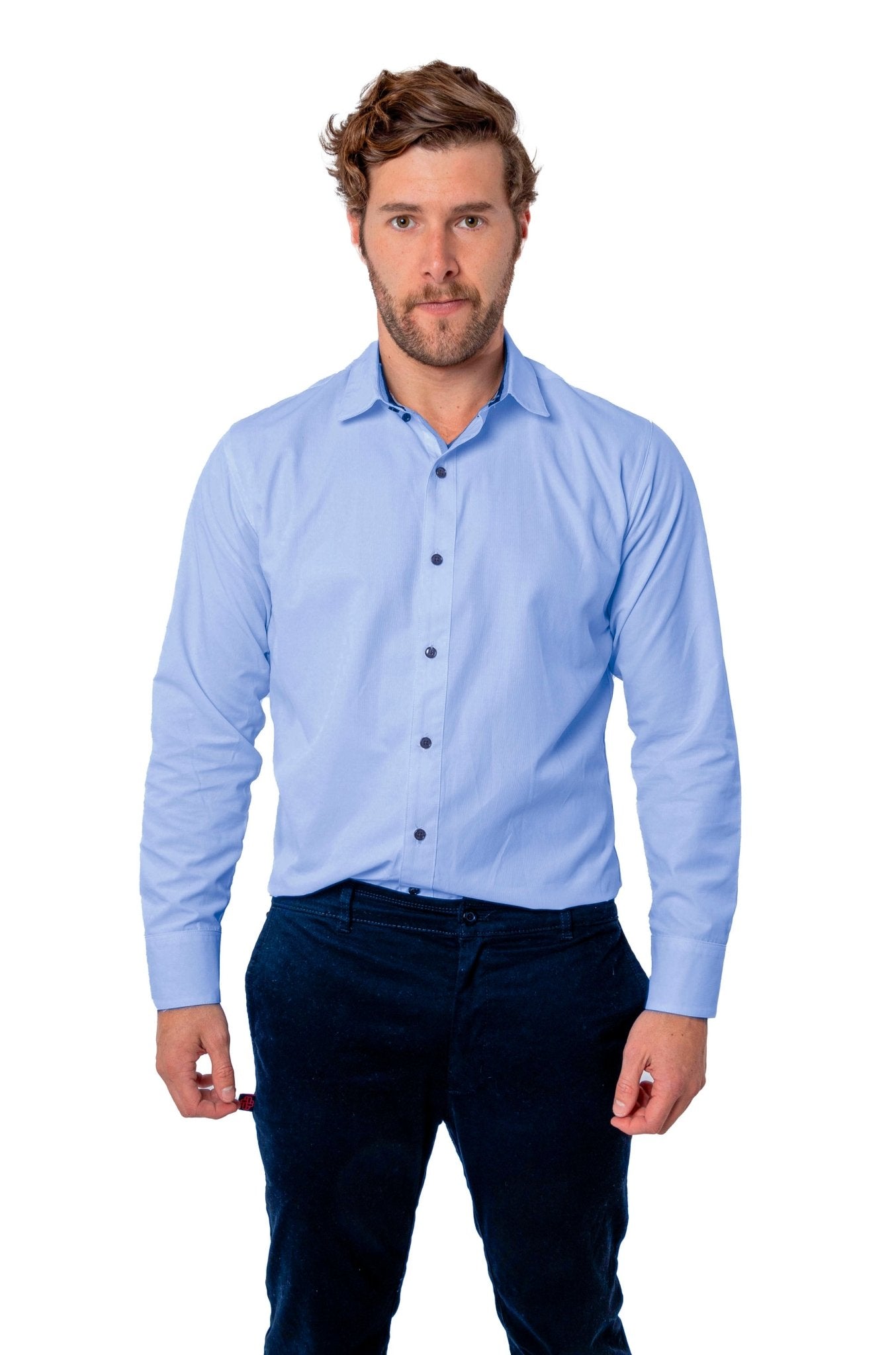 CAMISA FORMAL SLIM FIT MANGA LARGA BIRMINGHAM HOMBRE #Color_Azul Celeste