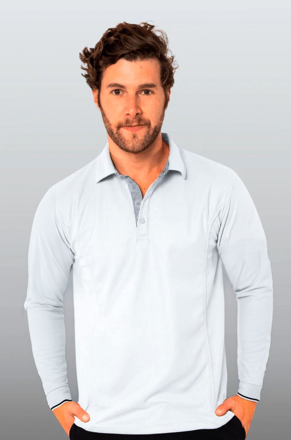 PLAYERA POLO HILO DE PET MANGA LARGA BILBAO HOMBRE #Color_Blanco
