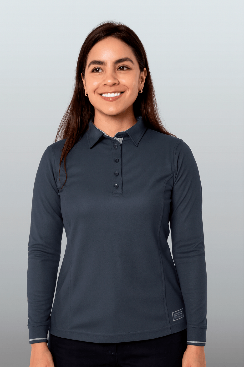 PLAYERA POLO HILO DE PET MANGA LARGA BILBAO MUJER #Color_Gris