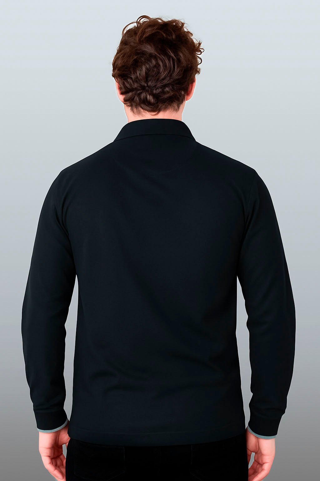 PLAYERA POLO HILO DE PET MANGA LARGA BILBAO HOMBRE #Color_Negro