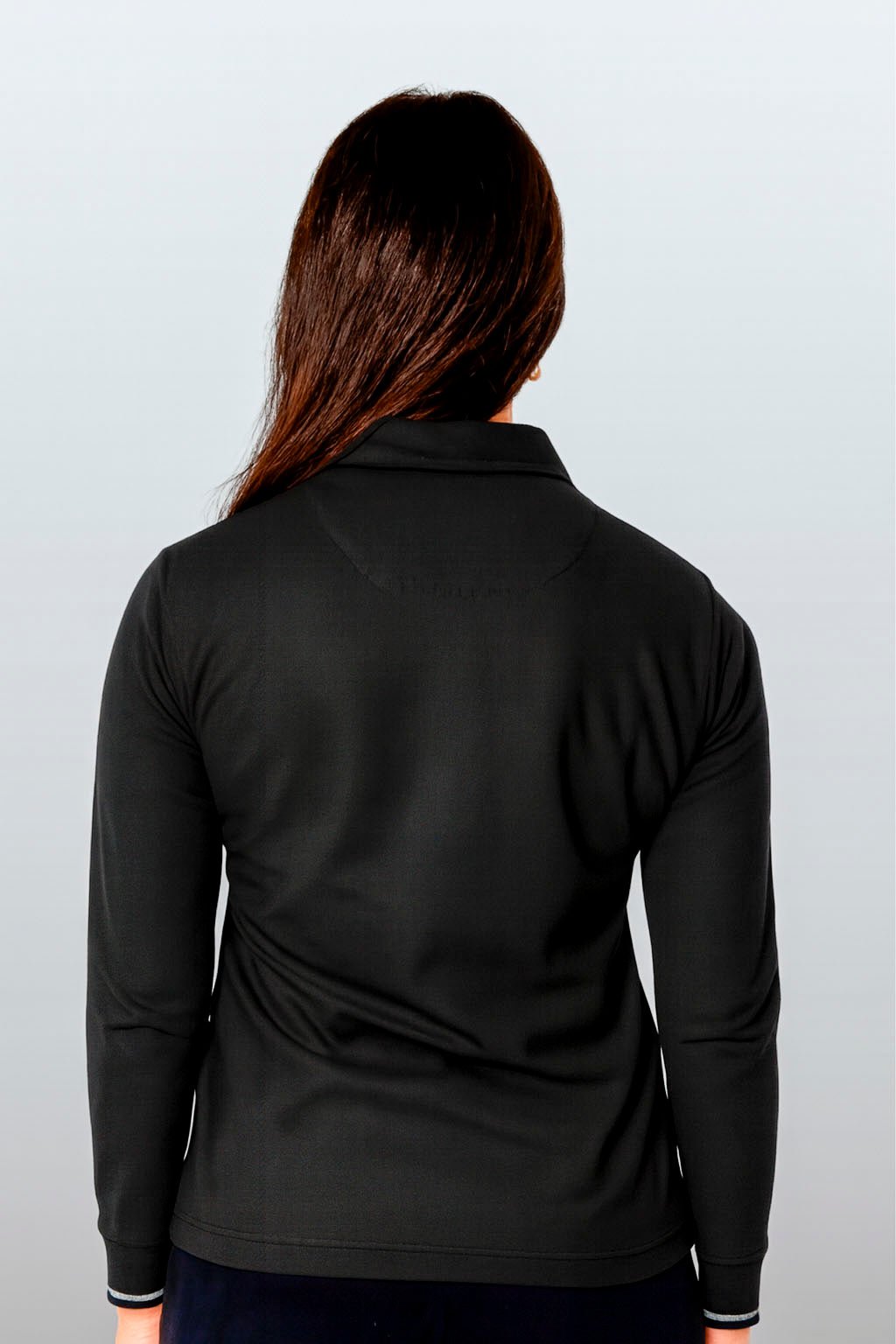 PLAYERA POLO HILO DE PET MANGA LARGA BILBAO MUJER #Color_Negro