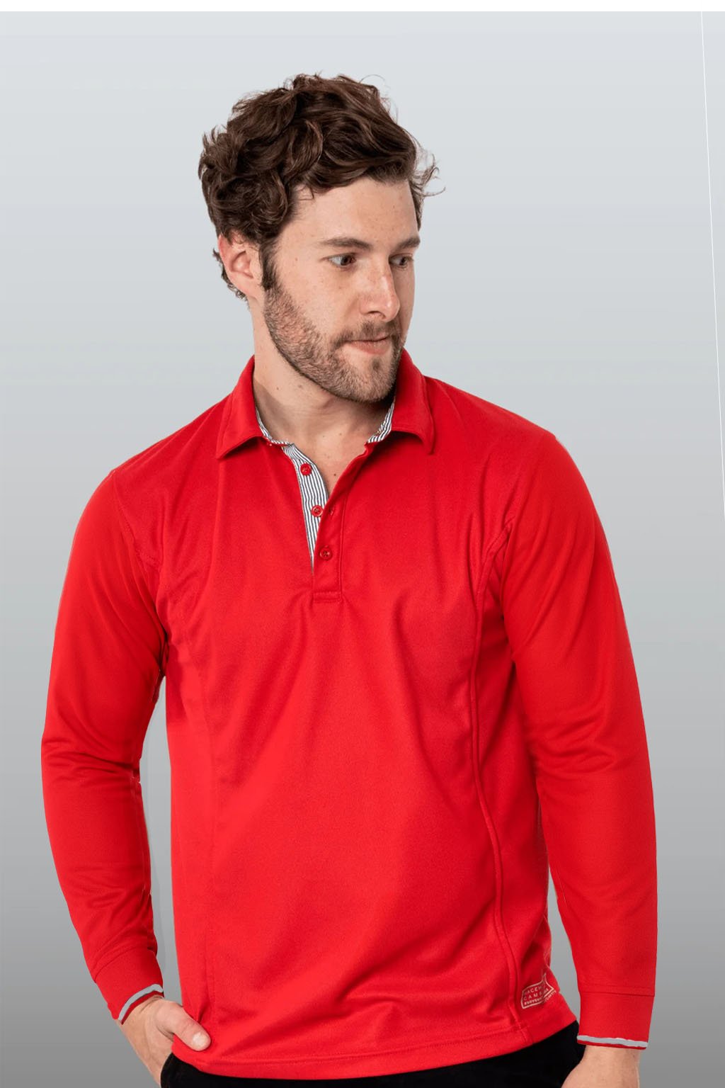 PLAYERA POLO HILO DE PET MANGA LARGA BILBAO HOMBRE #Color_Rojo