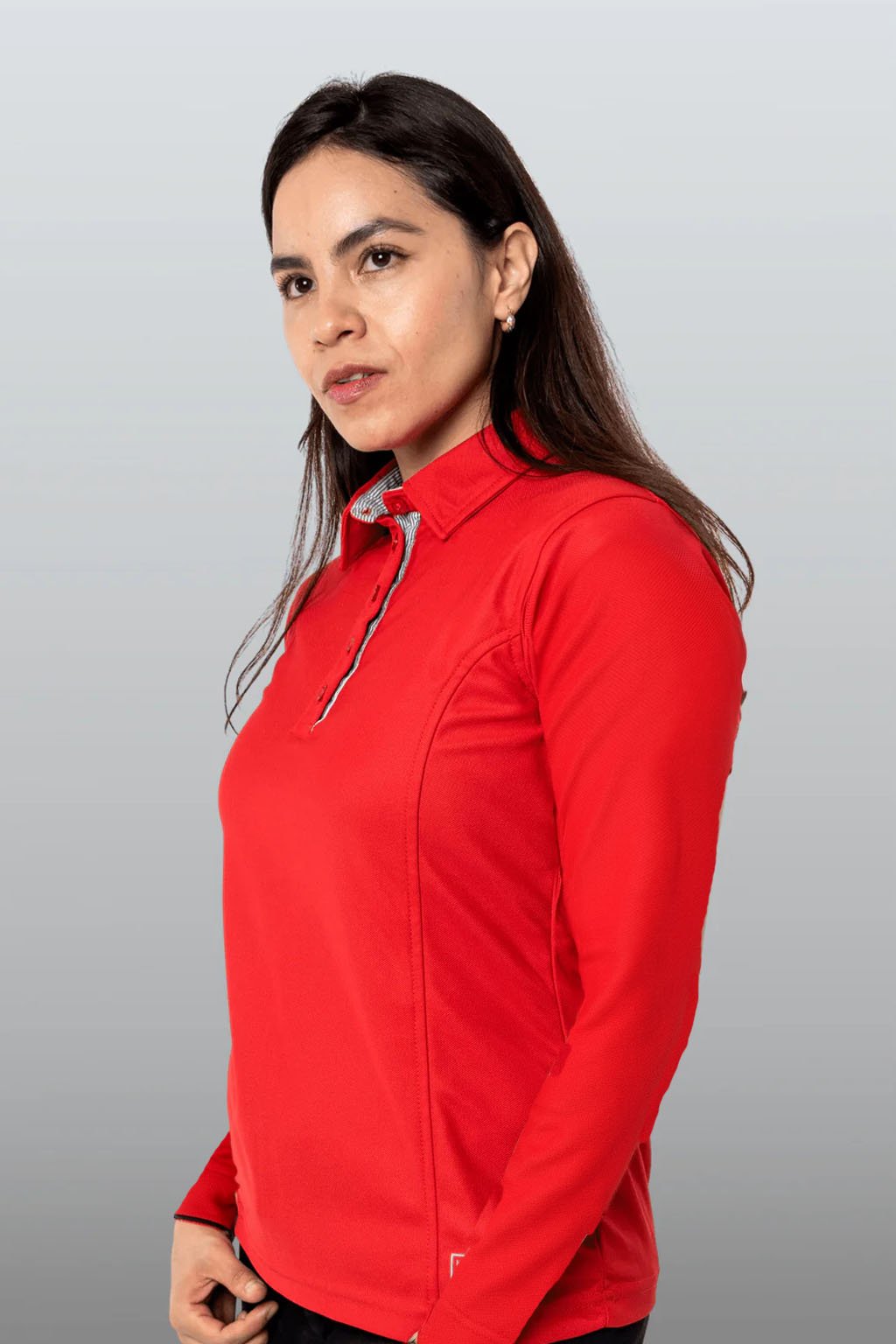 PLAYERA POLO HILO DE PET MANGA LARGA BILBAO MUJER #Color_Rojo