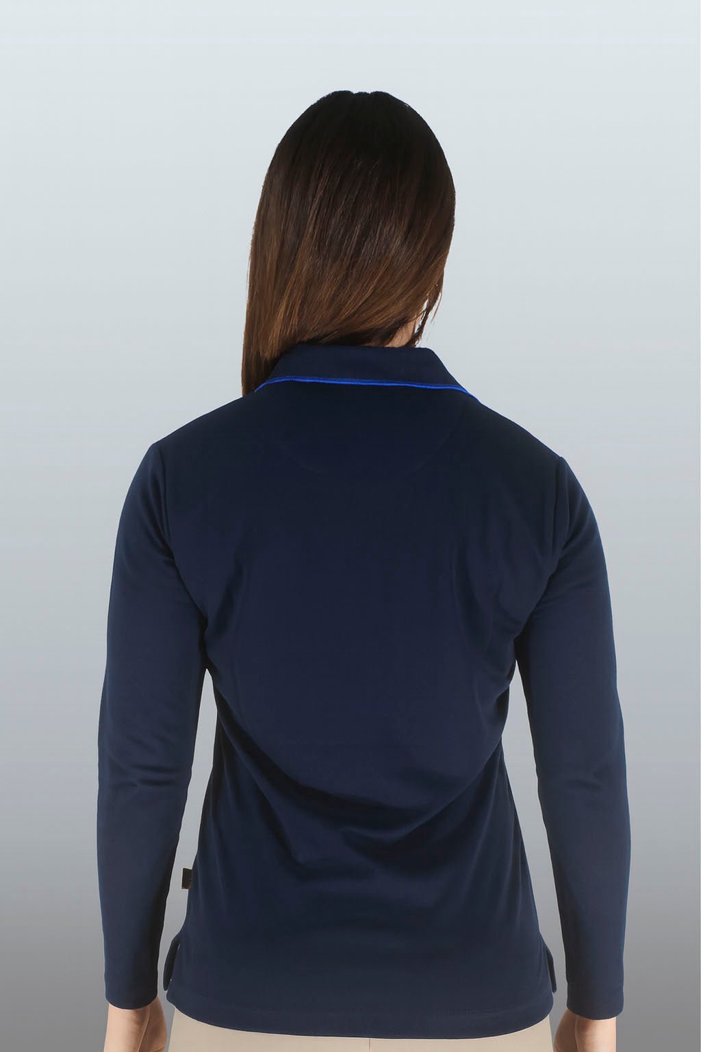 PLAYERA POLO DRY FIT ÁMSTERDAM MANGA LARGA MUJER #Color_Azul Marino