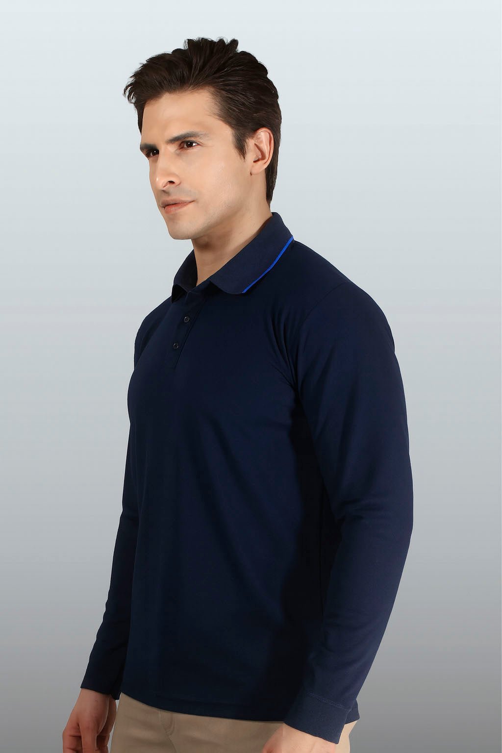 PLAYERA POLO DRY FIT ÁMSTERDAM MANGA LARGA HOMBRE #Color_Azul Marino