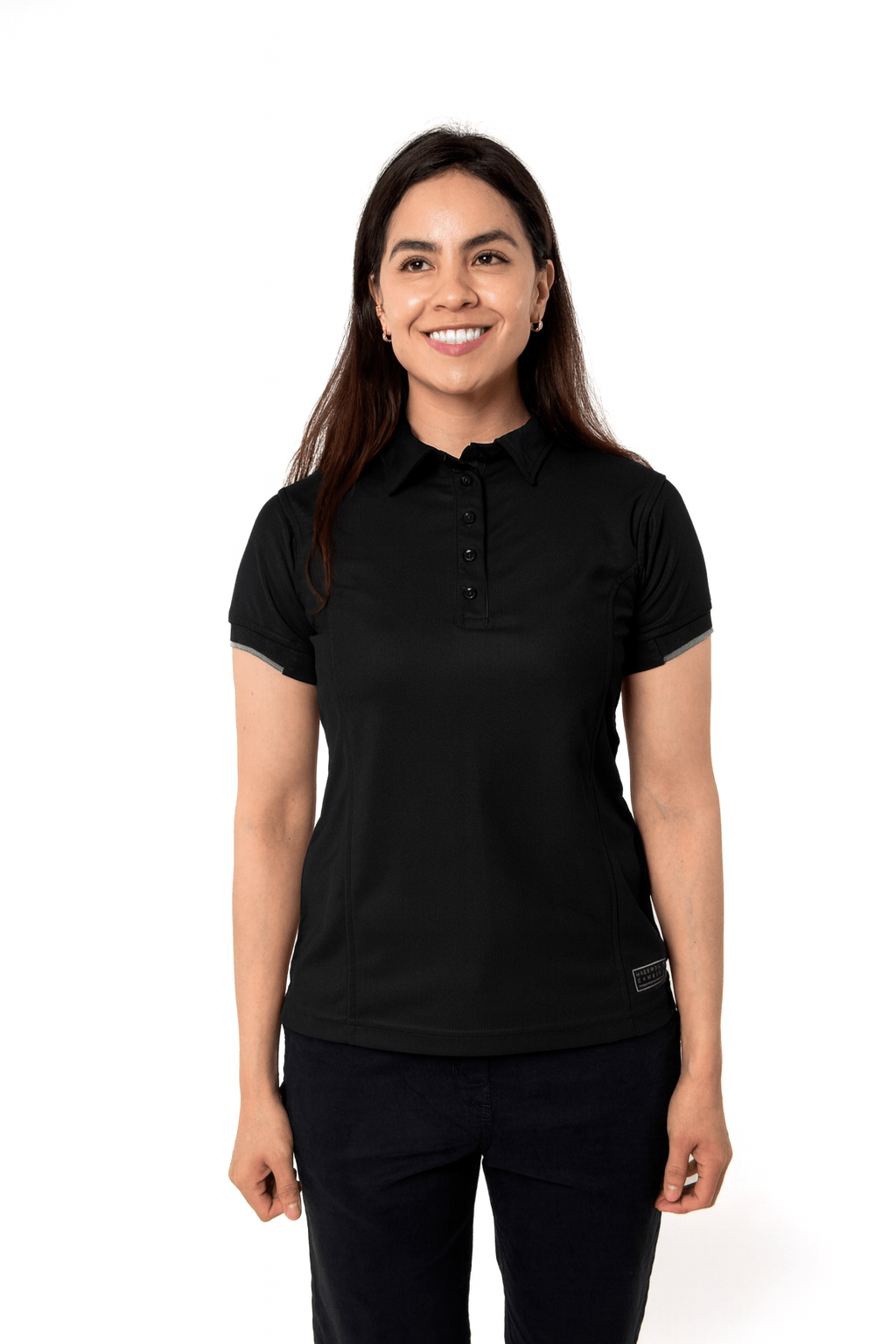 PLAYERA POLO SUSTENTABLE BILBAO MUJER #Color_Negro