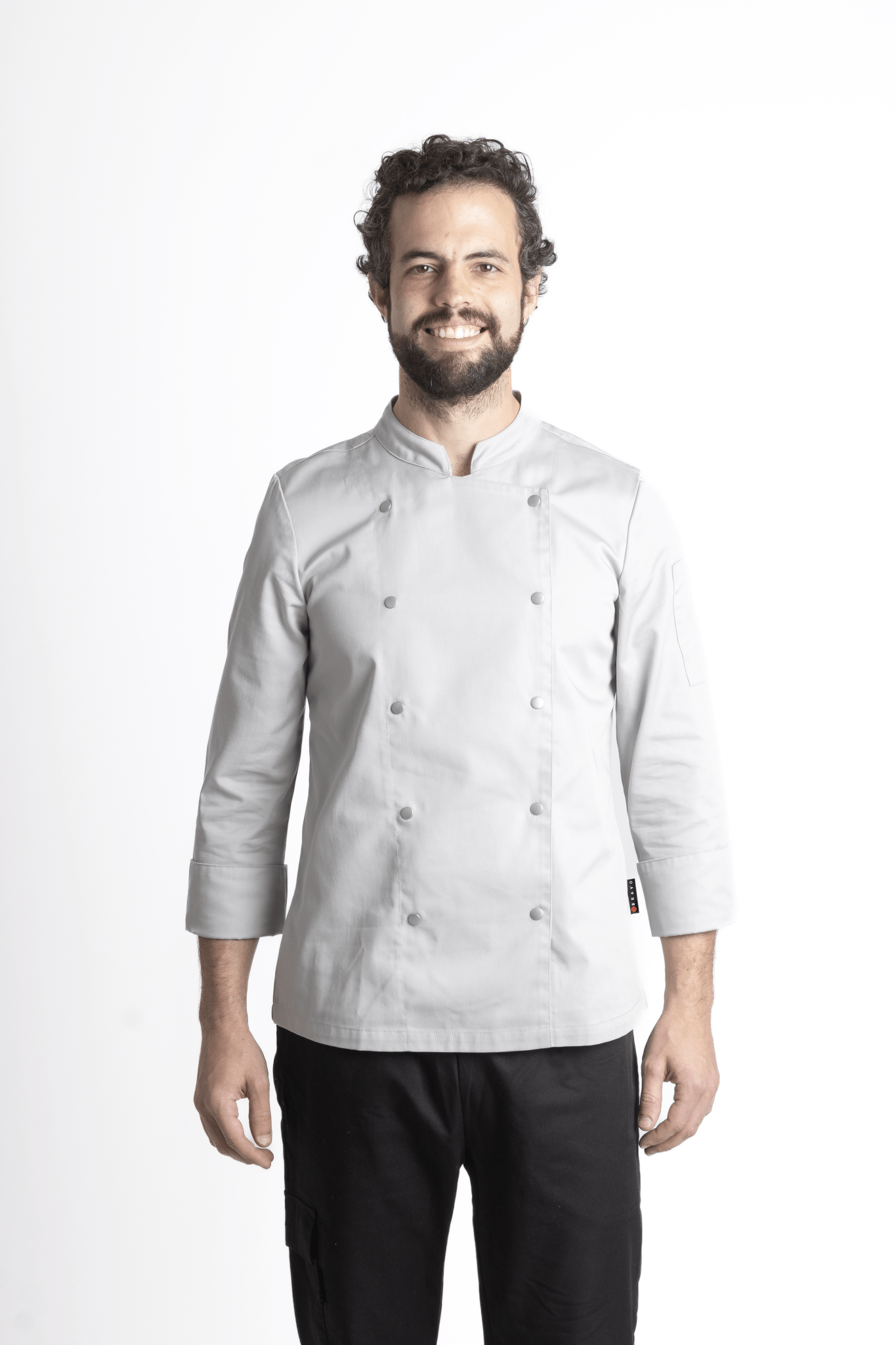 FILIPINA DE CHEF HOMBRE MANILA MANGA 3/4 #Color_Gris