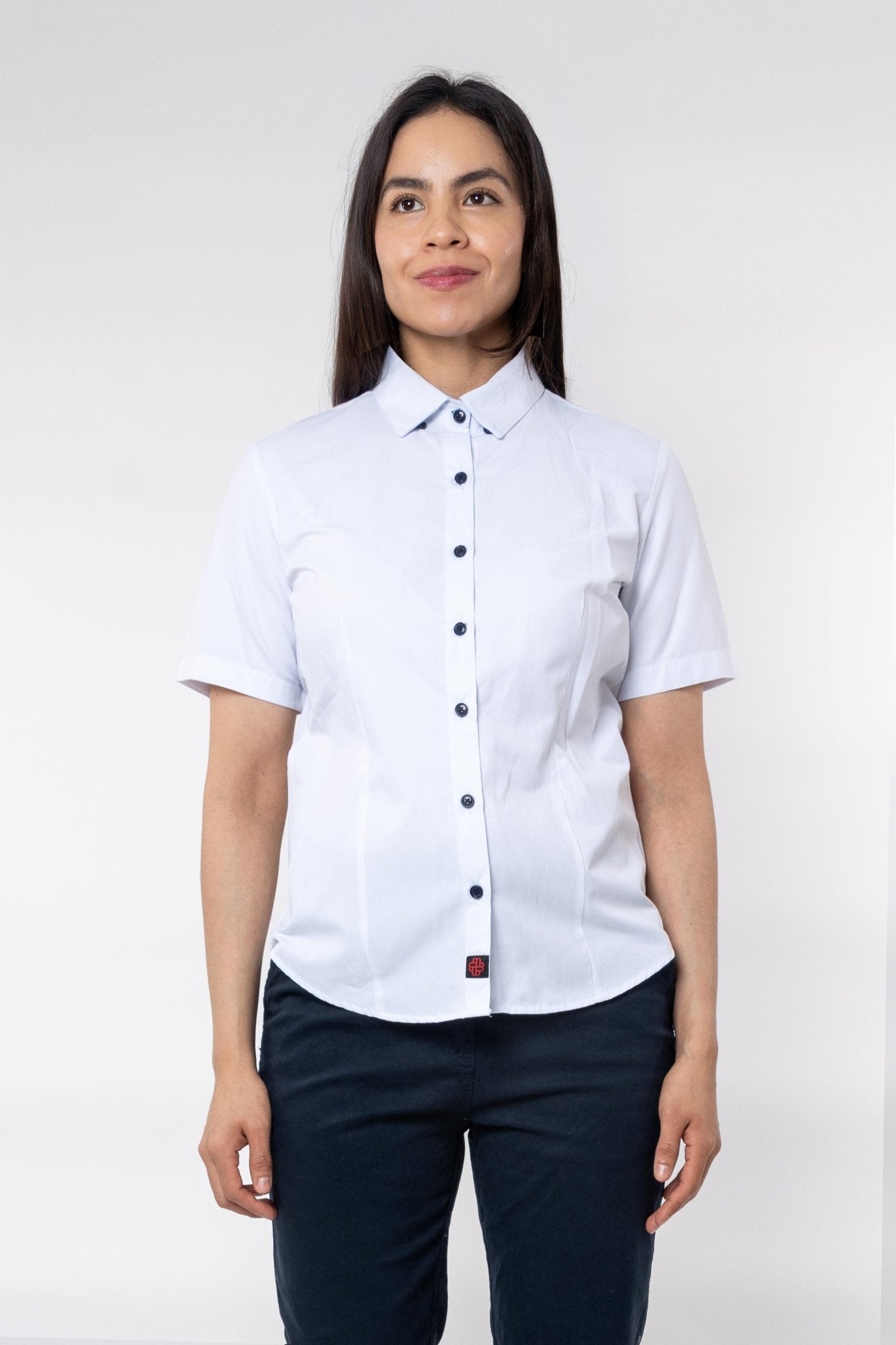 CAMISA FORMAL SLIM FIT MANGA CORTA BIRMINGHAM MUJER #Color_Blanco