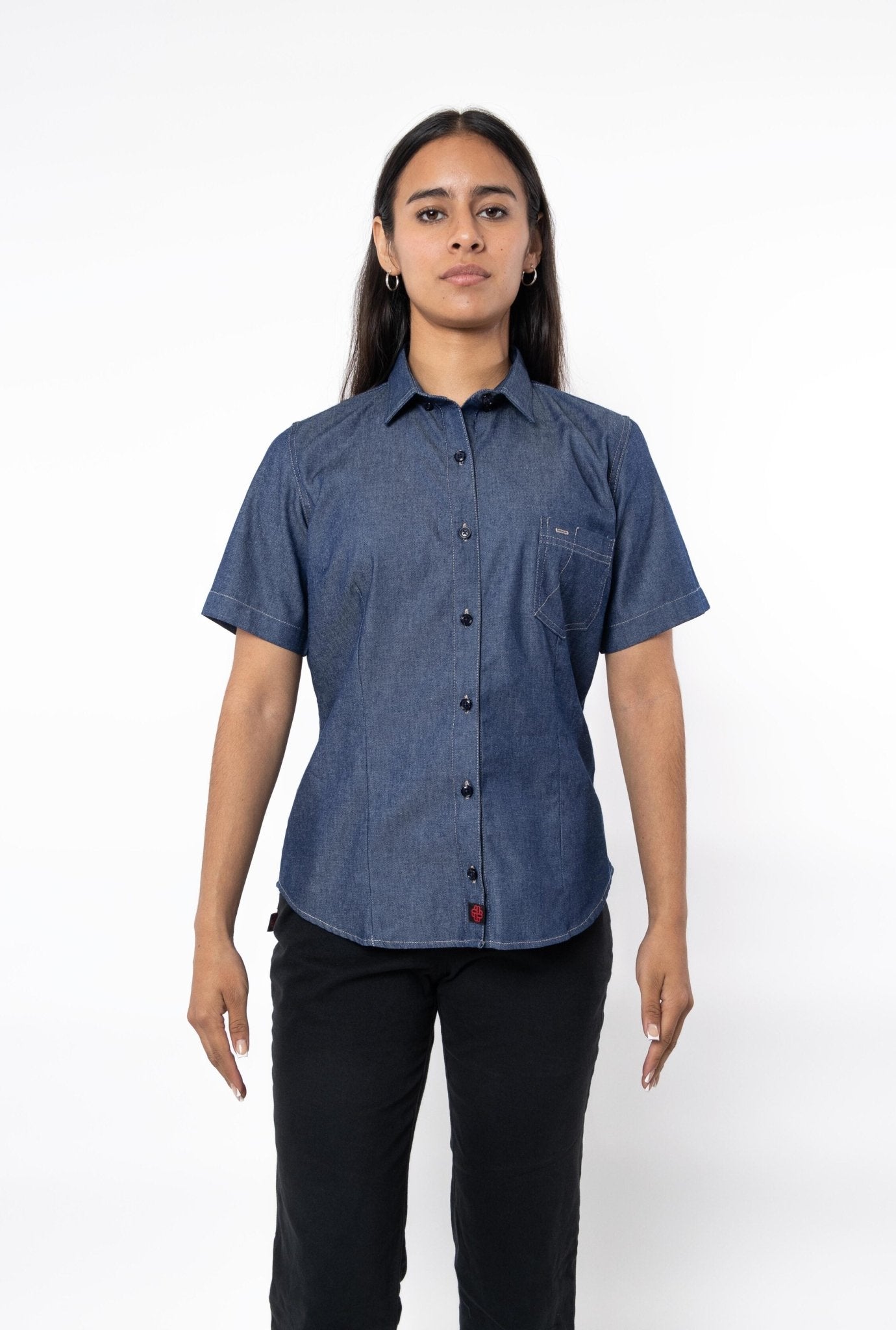 CAMISA FORMAL SLIM FIT MANGA CORTA MONTANA MUJER #Color_Azul Marino