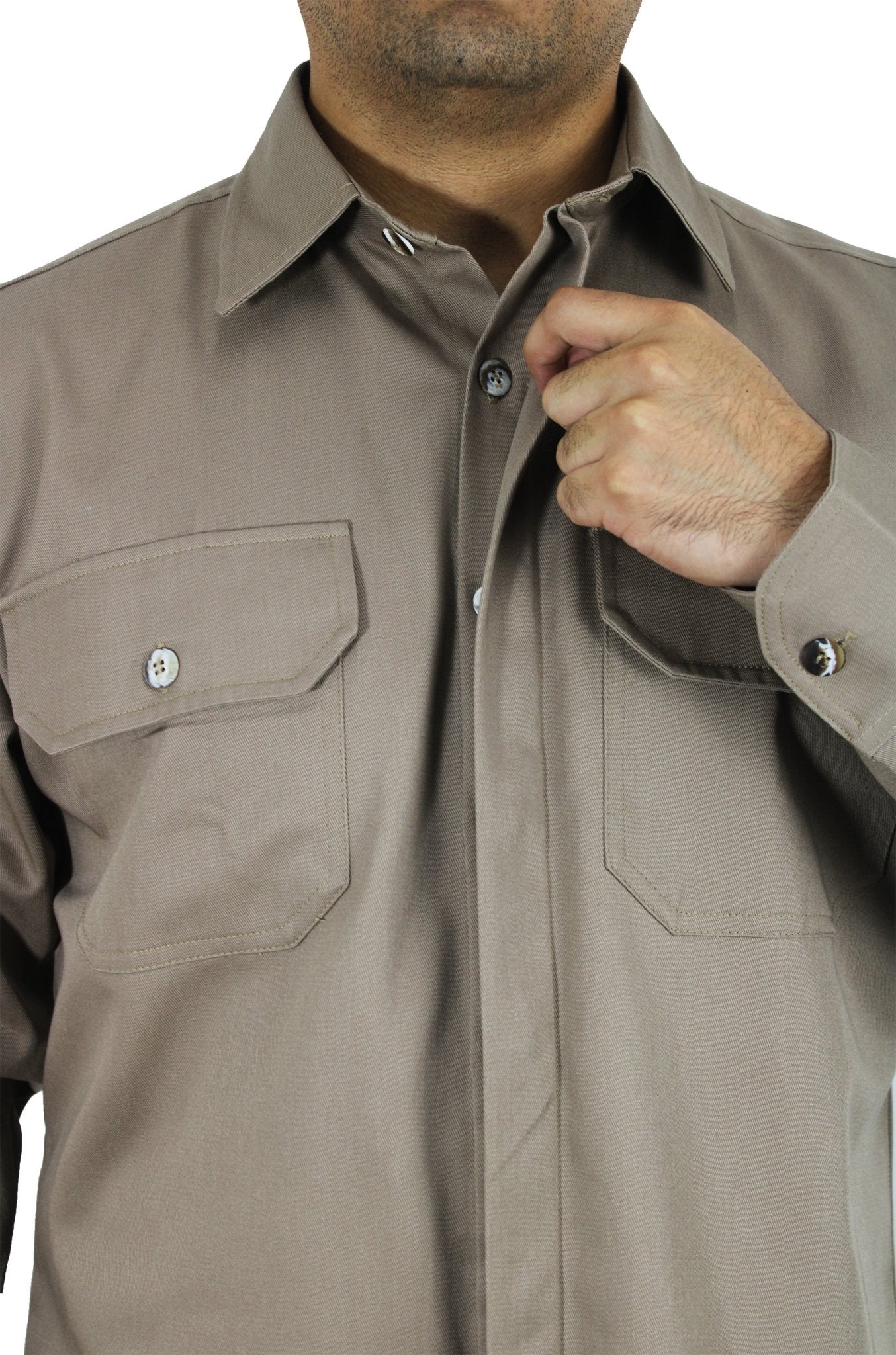 CAMISOLA CAIRO GABARDINA MANGA LARGA UNISEX #Color_Cafe