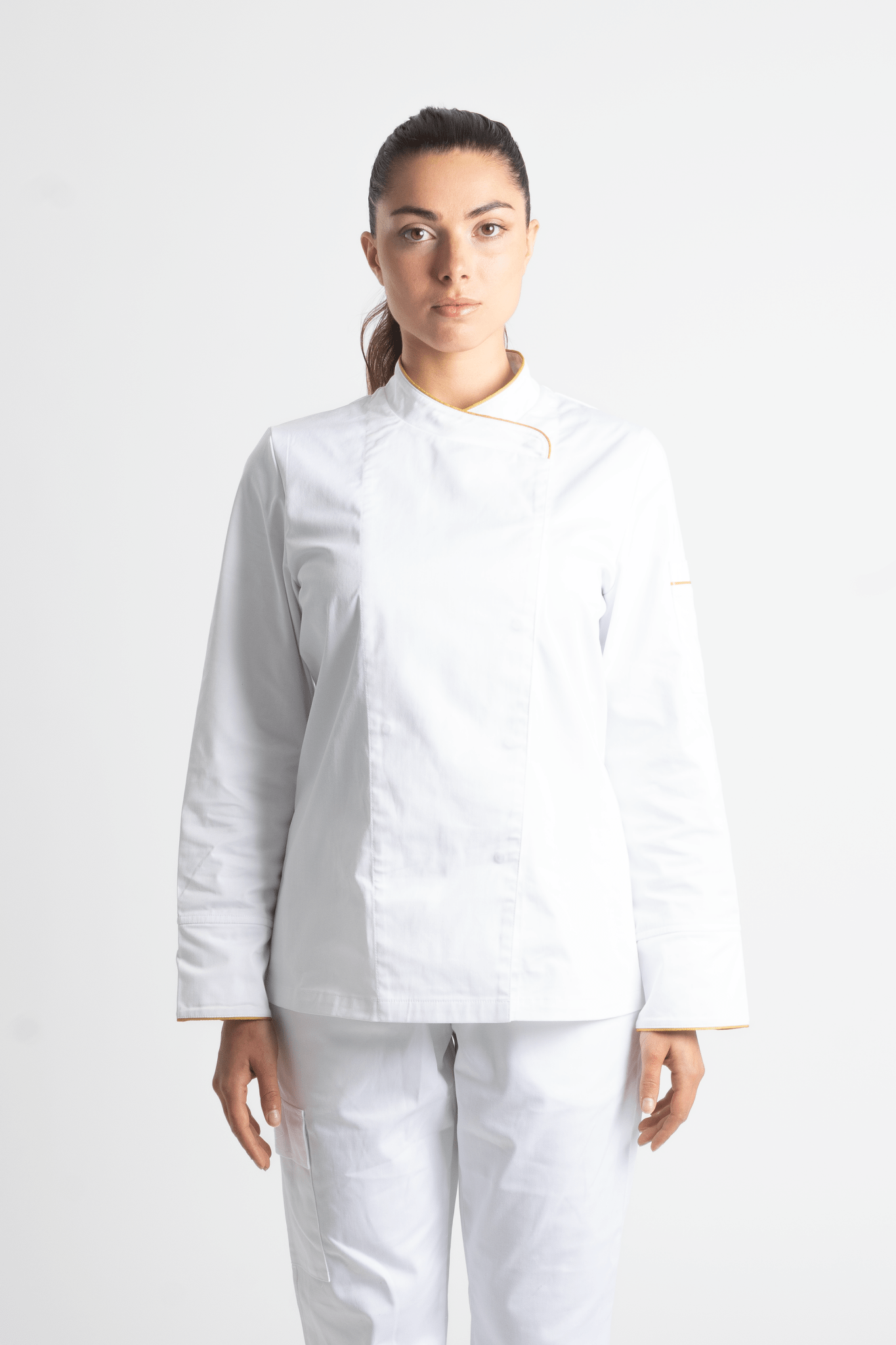 FILIPINA DE CHEF DAMA BEIRUT MANGA 3/4 #Color_Blanco - Dorado