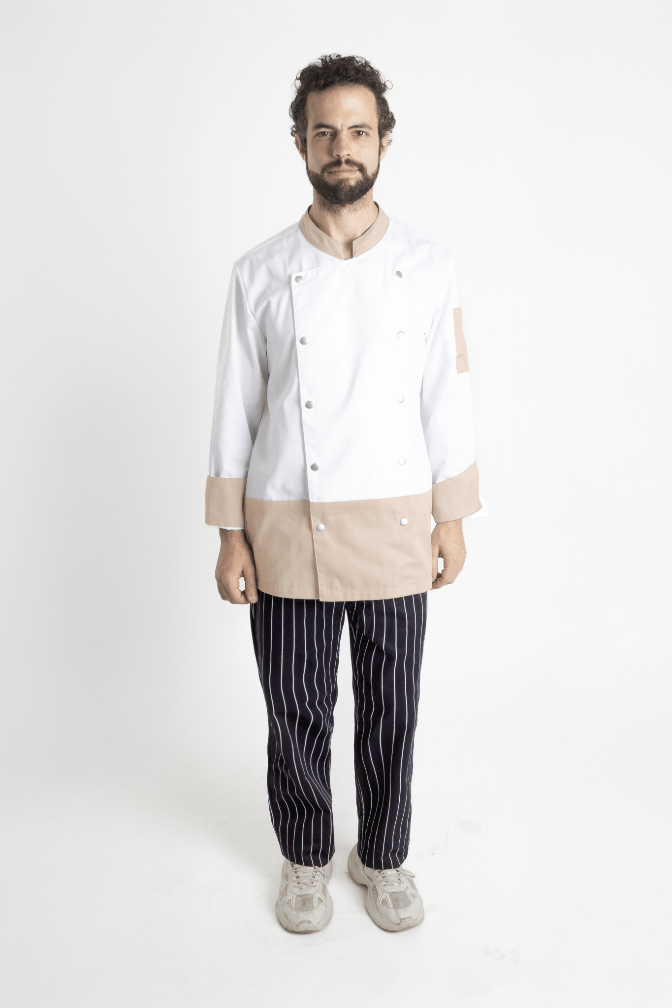 FILIPINA DE CHEF LONDRES MANGA 3/4 CABALLERO #Color_Blanco / Durazno