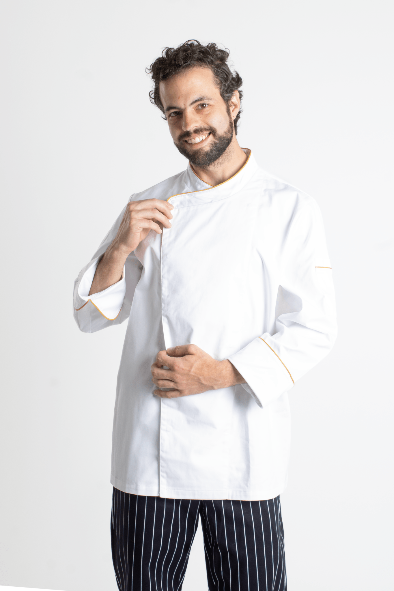 FILIPINA DE CHEF HOMBRE BEIRUT MANGA 3/4 #Color_Blanco - Dorado
