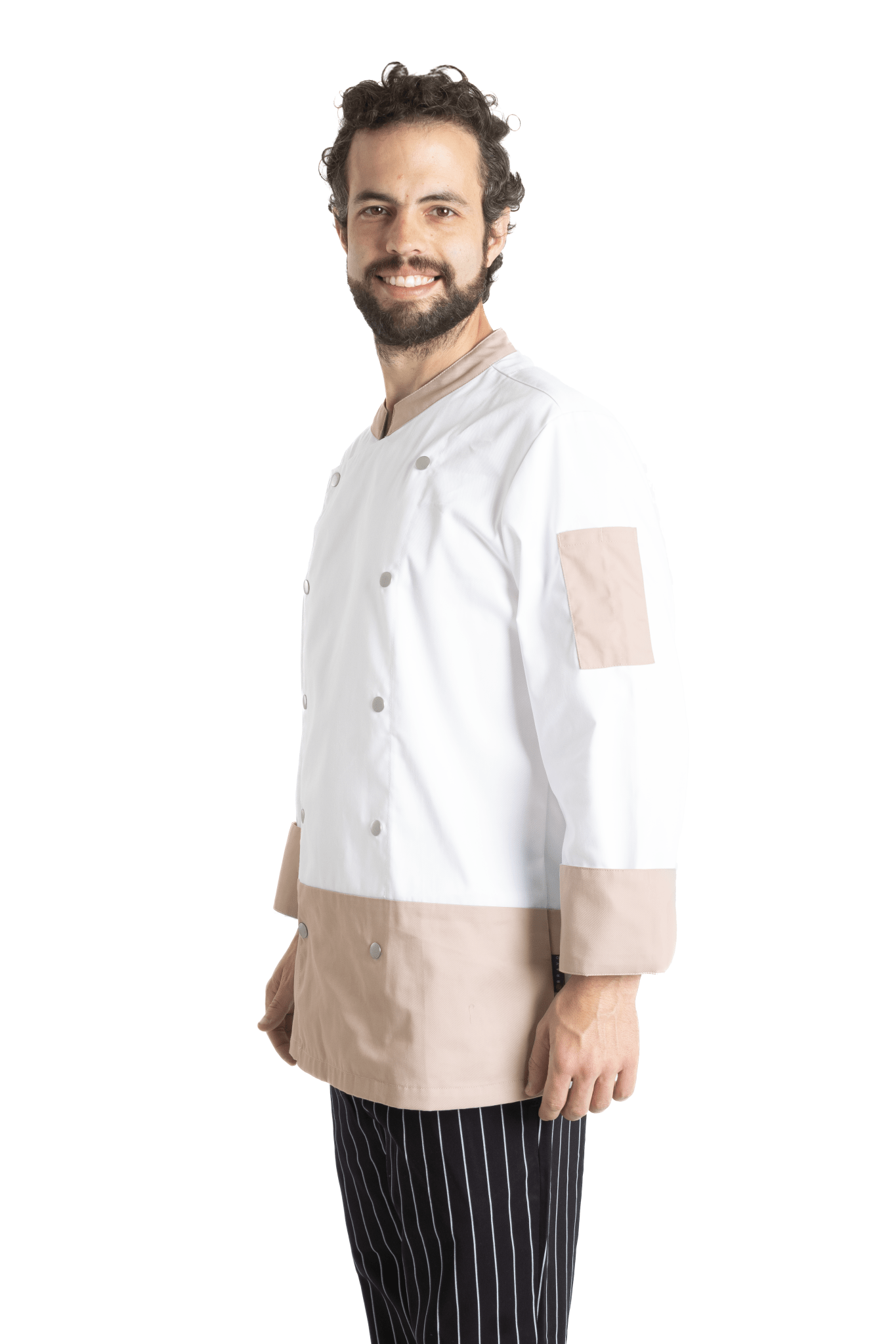 FILIPINA DE CHEF LONDRES MANGA 3/4 CABALLERO #Color_Blanco / Durazno