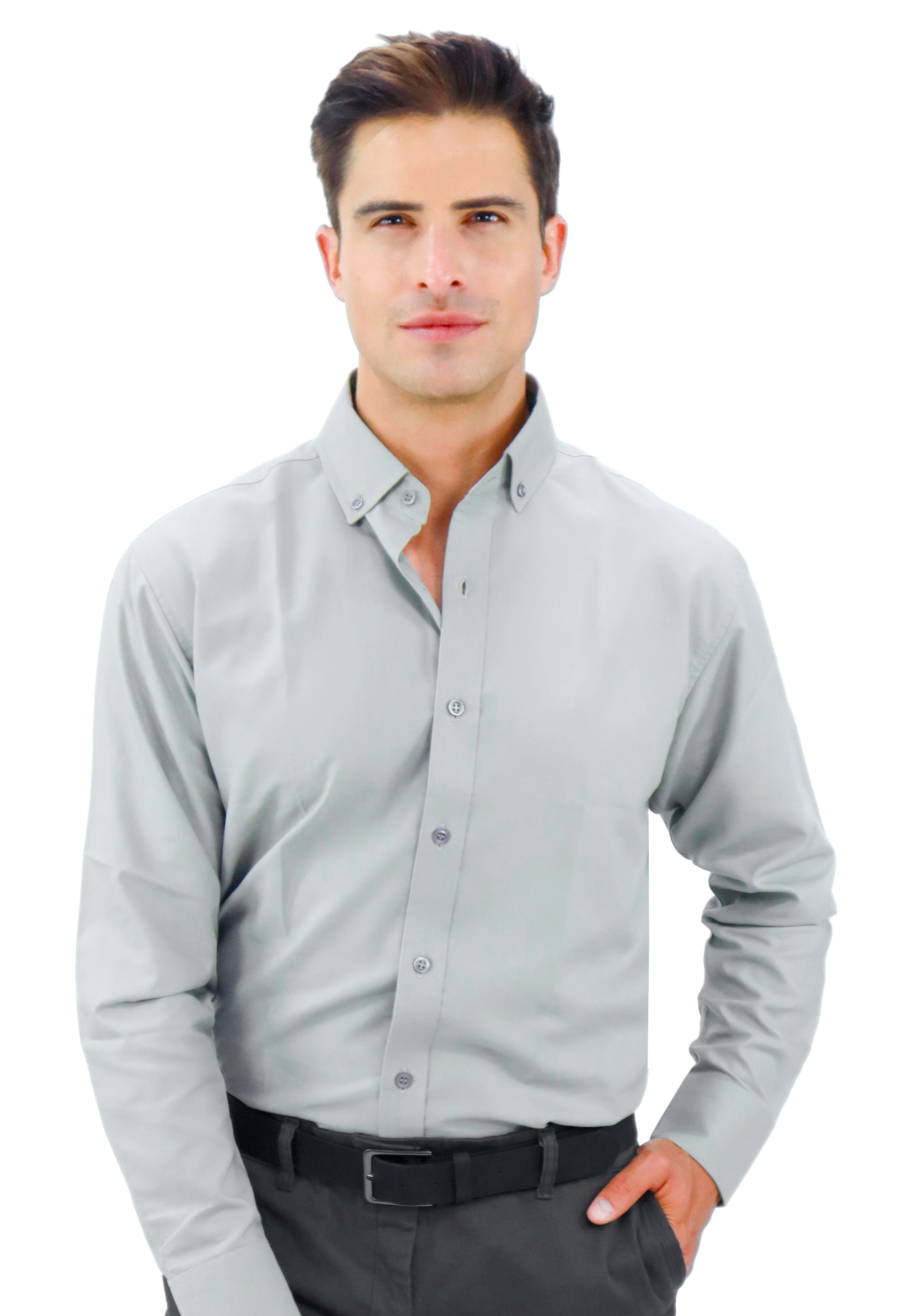 CAMISA BÁSICA MANGA LARGA MONCLOVA HOMBRE #Color_Gris