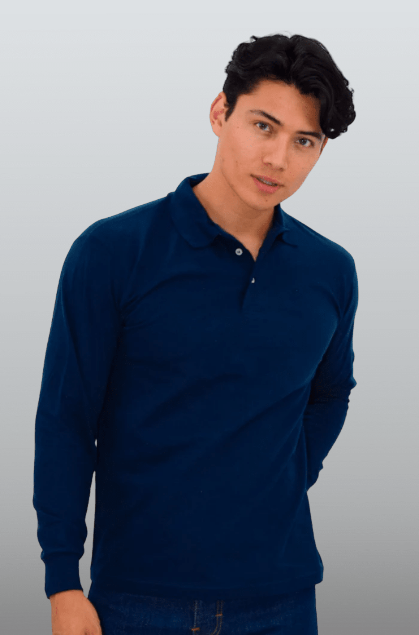 PLAYERA TIPO POLO MANGA LARGA ROMA UNISEX #Color_Azul Marino