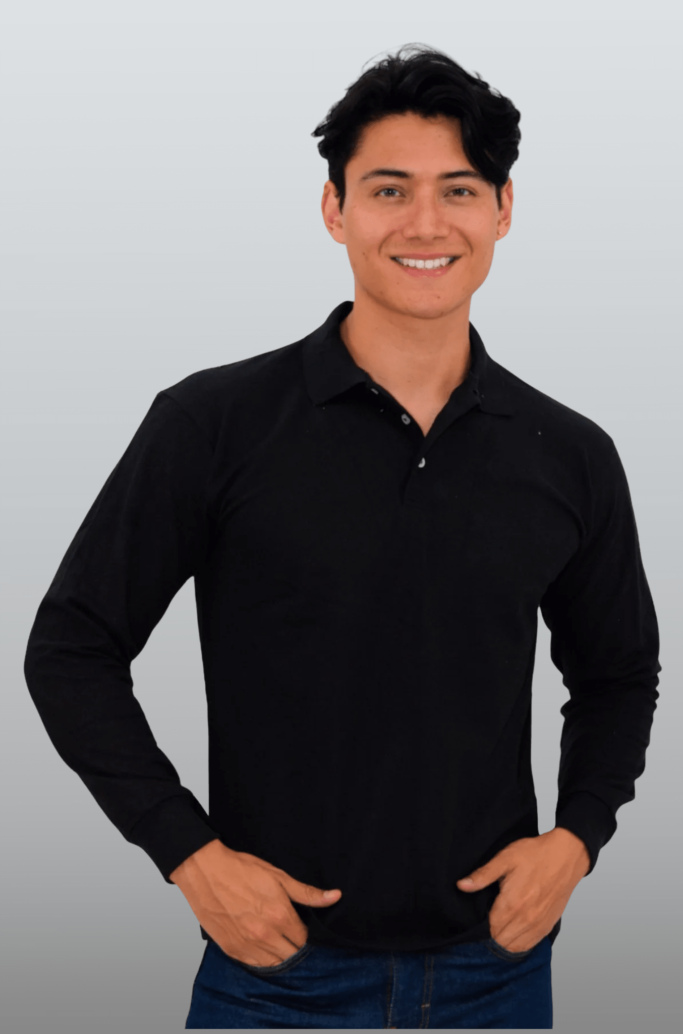 PLAYERA TIPO POLO MANGA LARGA ROMA UNISEX #Color_Negro