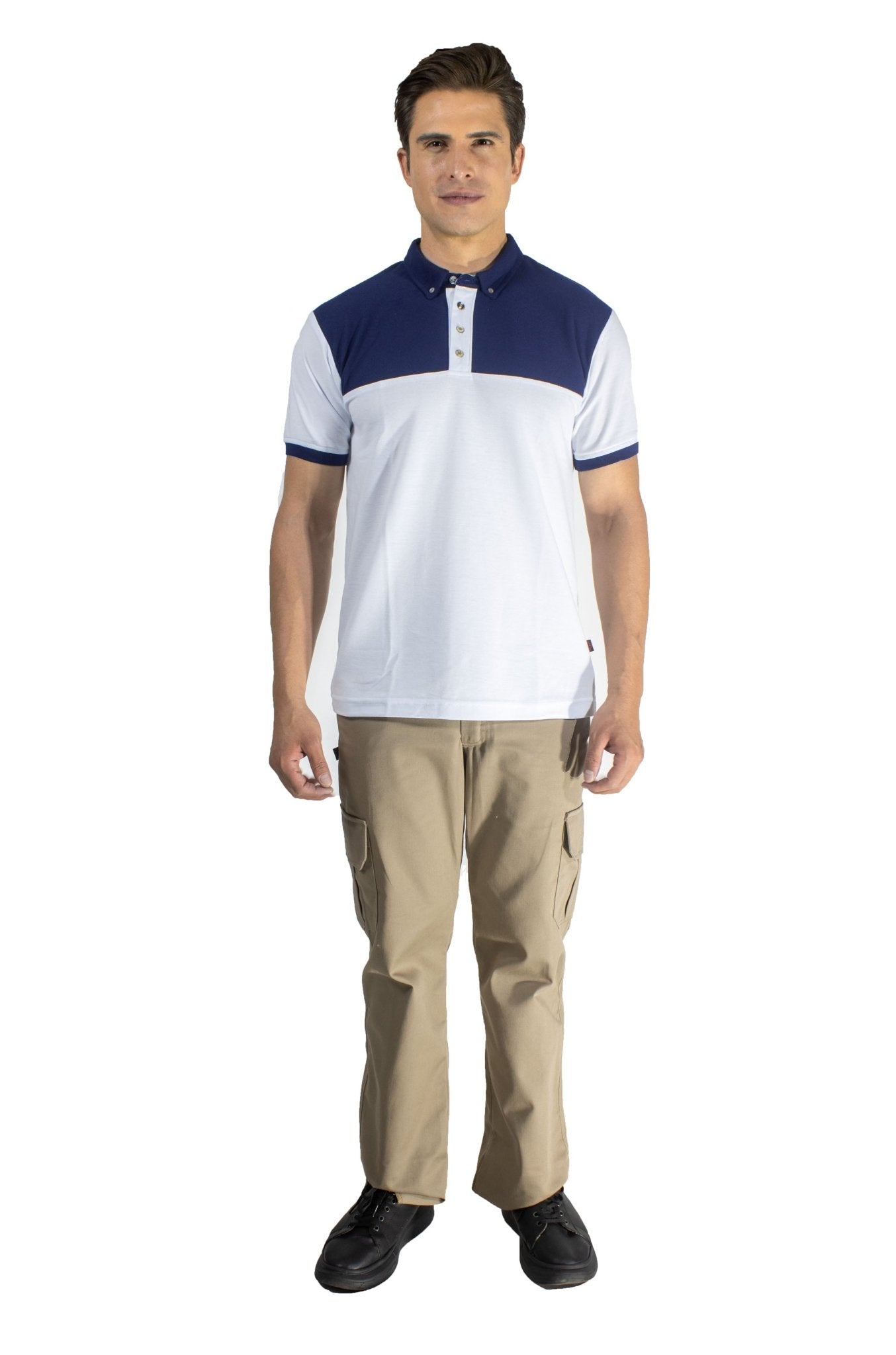 PLAYERA TIPO POLO LISBOA HOMBRE #Color_Blanco / Azul