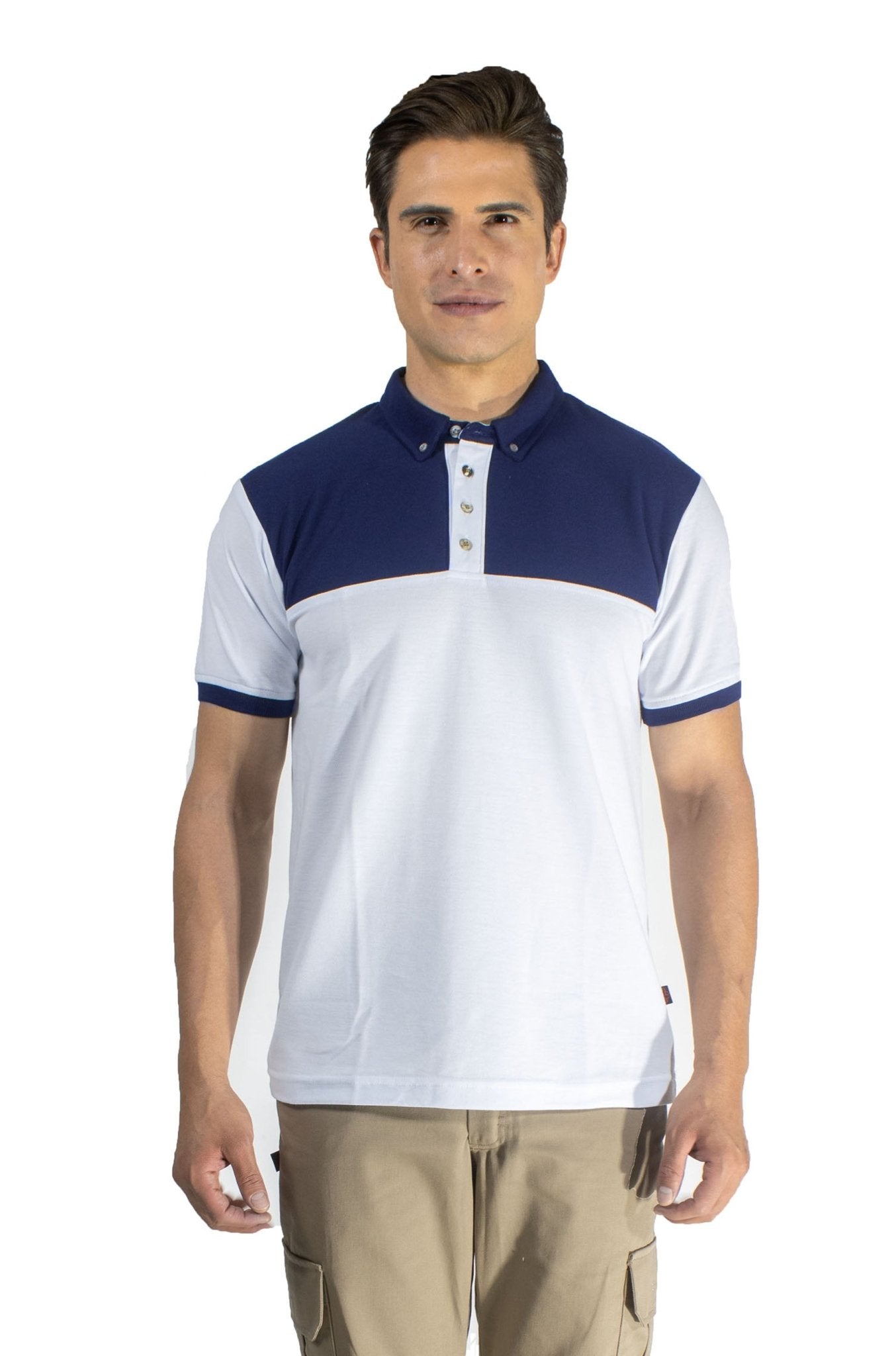 PLAYERA TIPO POLO LISBOA HOMBRE #Color_Blanco / Azul