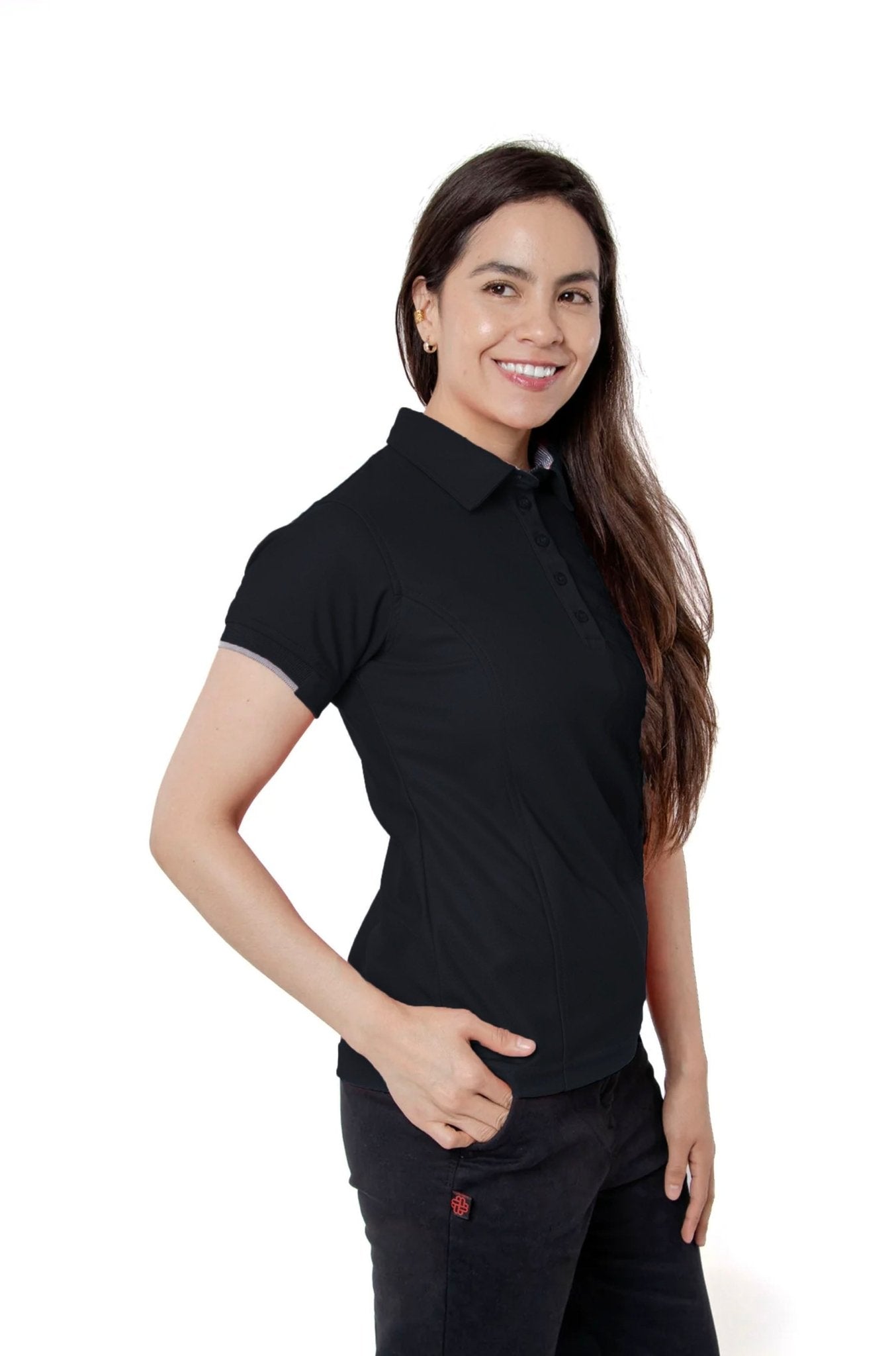 PLAYERA POLO SUSTENTABLE BILBAO MUJER #Color_Negro