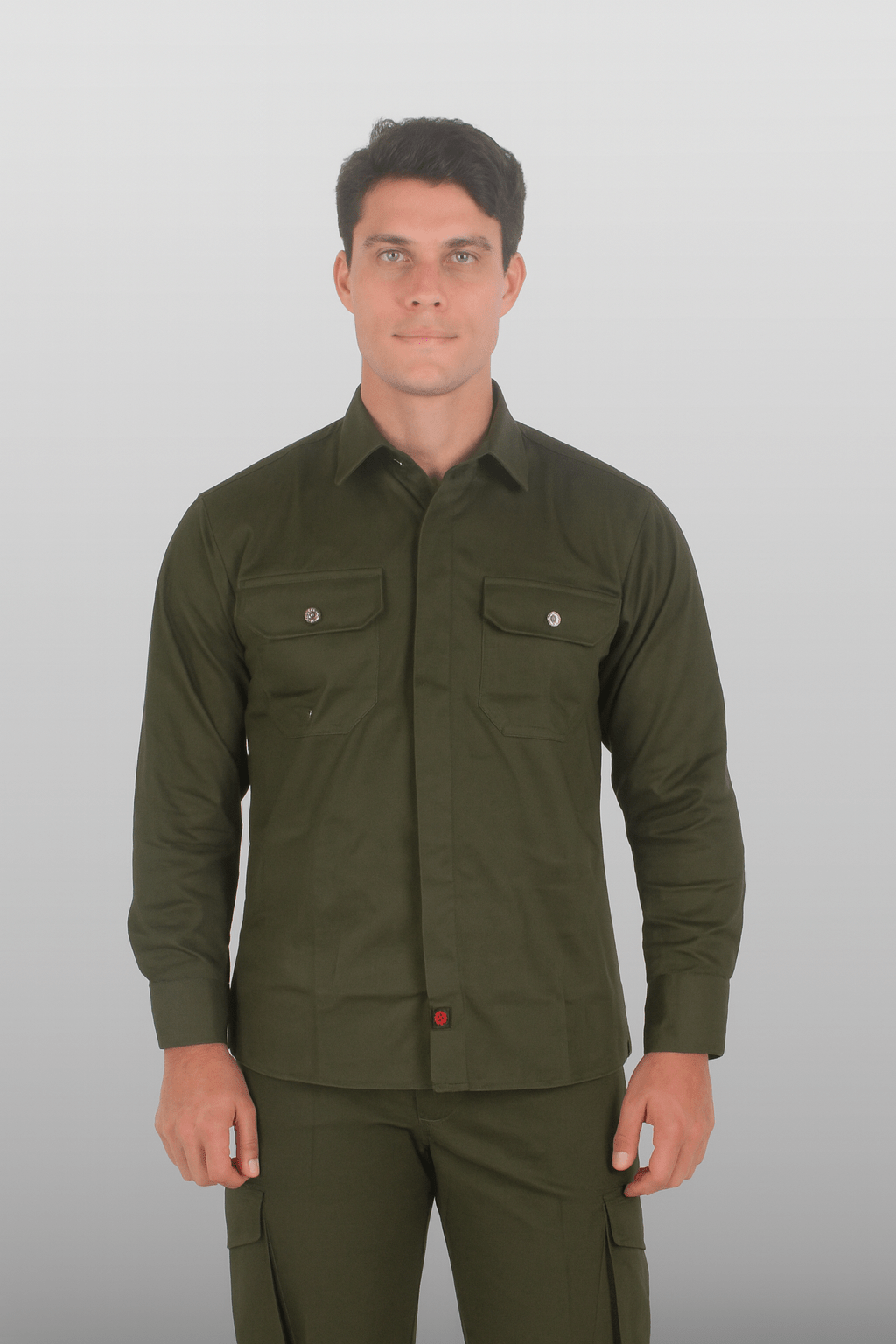 CAMISOLA CAIRO GABARDINA MANGA LARGA UNISEX #Color_Verde Oliva