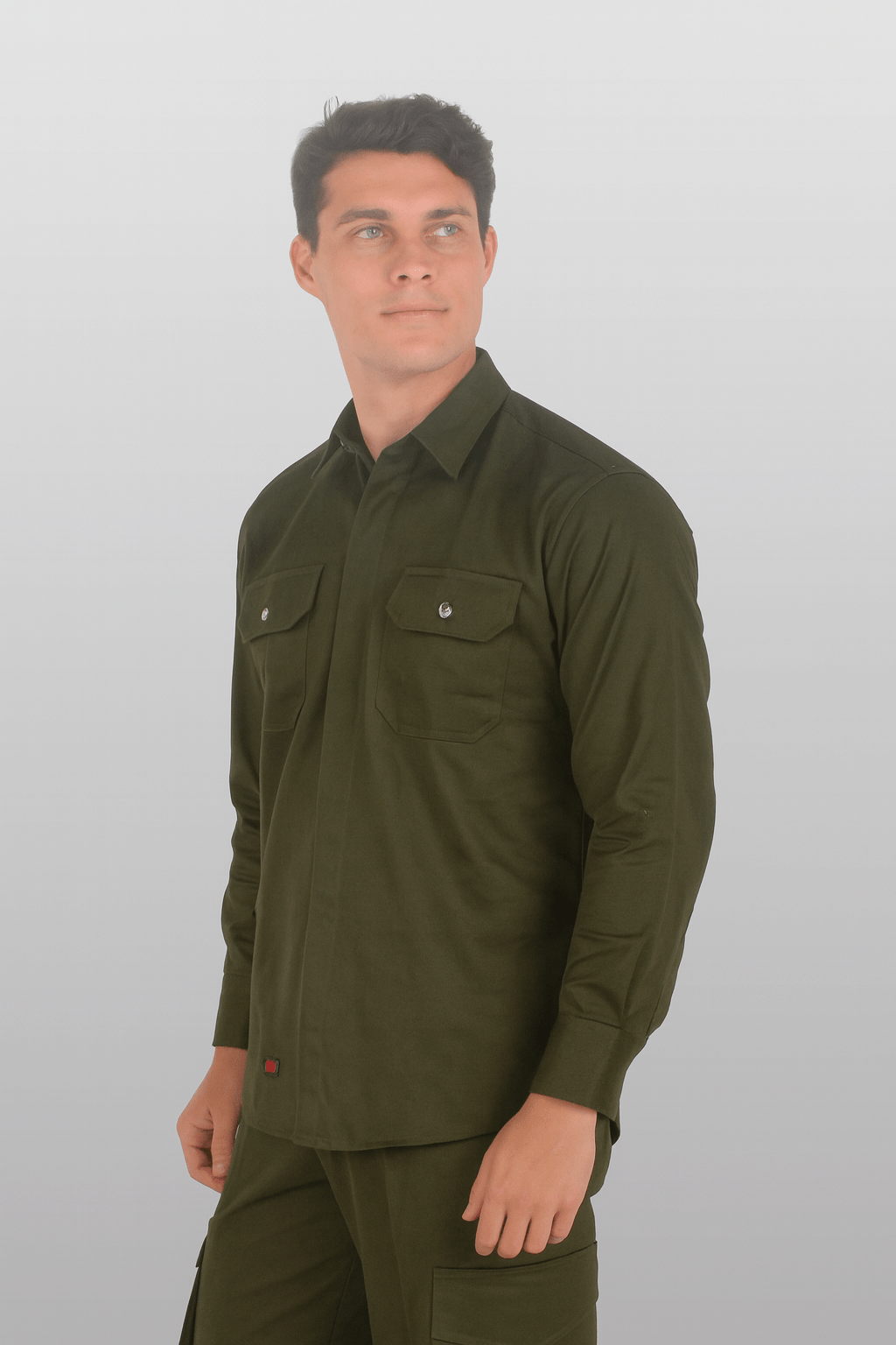 CAMISOLA CAIRO GABARDINA MANGA LARGA UNISEX #Color_Verde Oliva