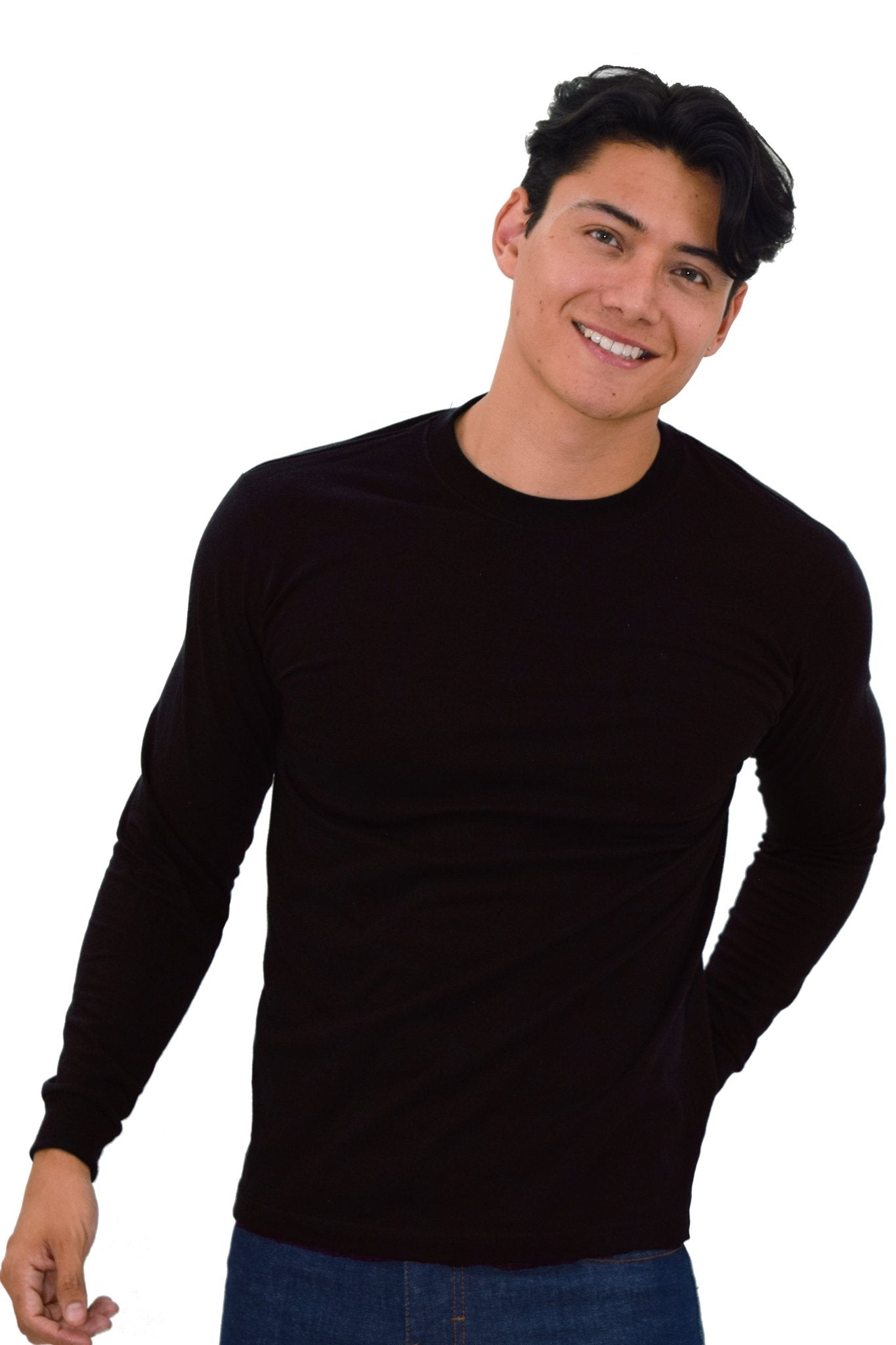 PLAYERA CUELLO REDONDO MANGA LARGA OLIMPIA UNISEX #Color_Negro