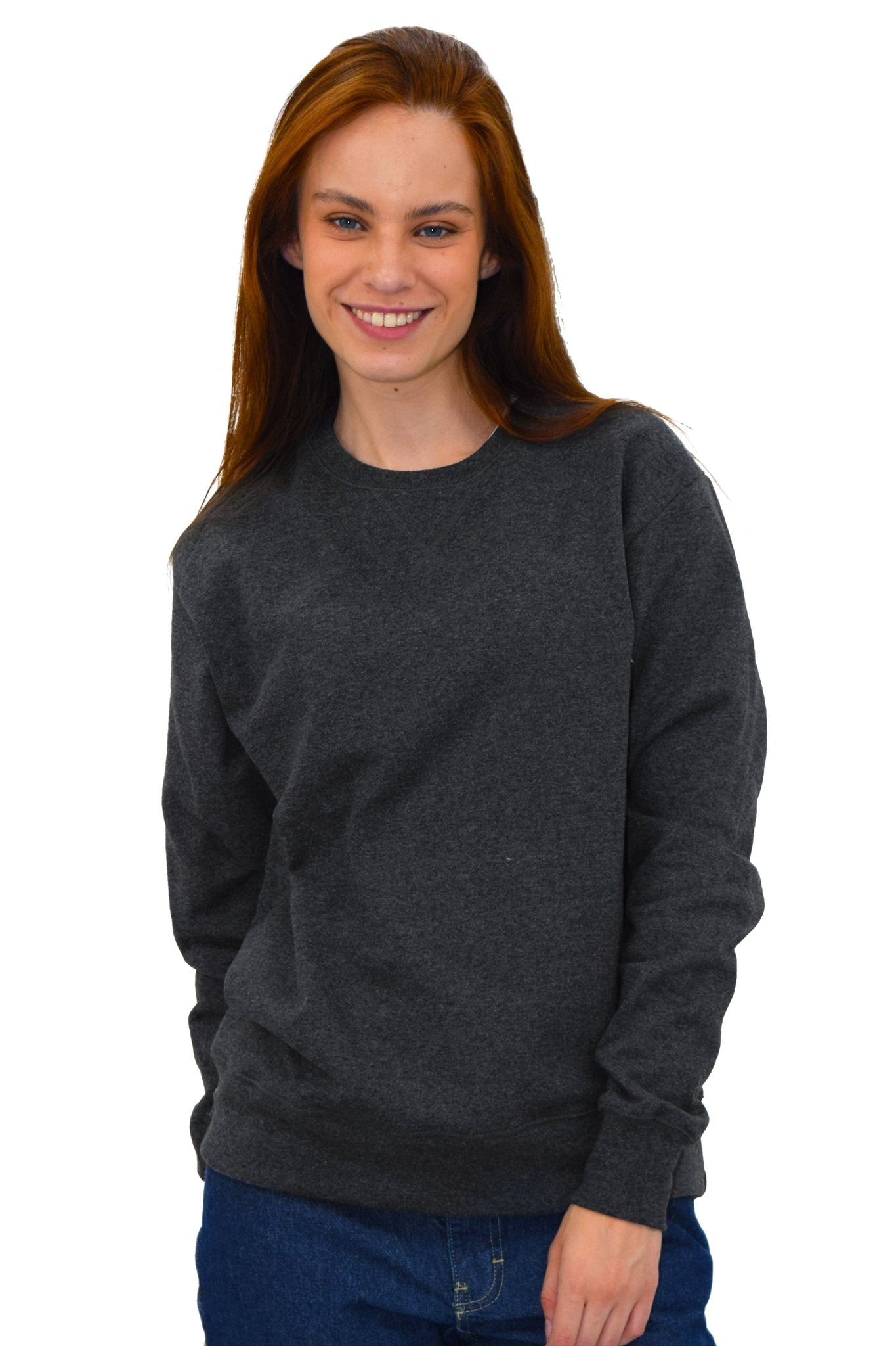 SUDADERA CUELLO REDONDO BRUSELAS MUJER #Color_Gris Oxford