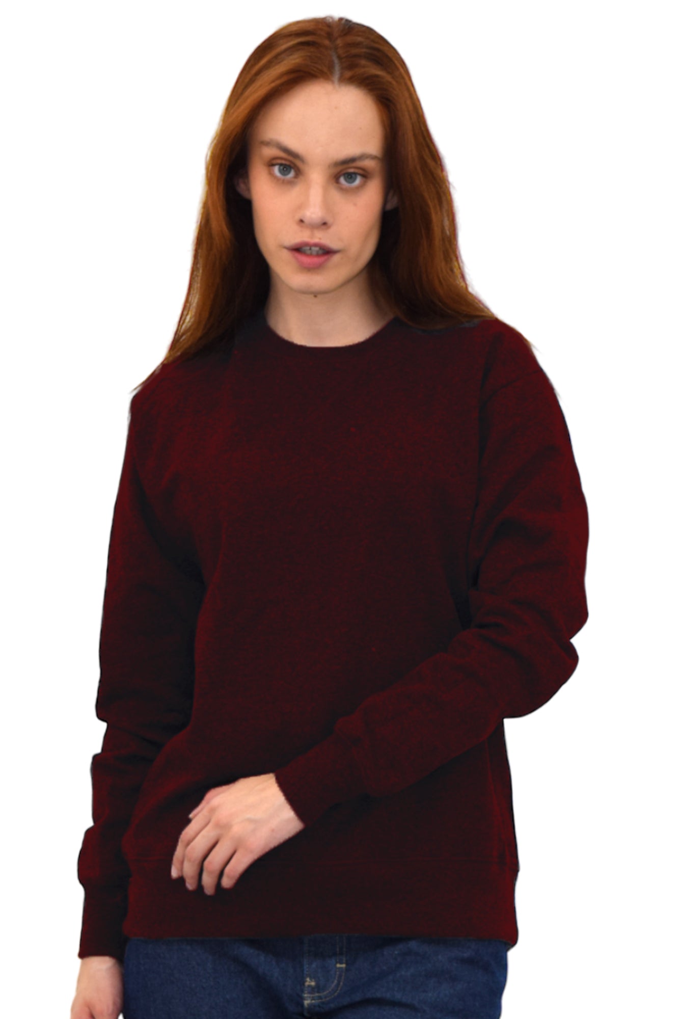 SUDADERA CUELLO REDONDO BRUSELAS MUJER #Color_Vino