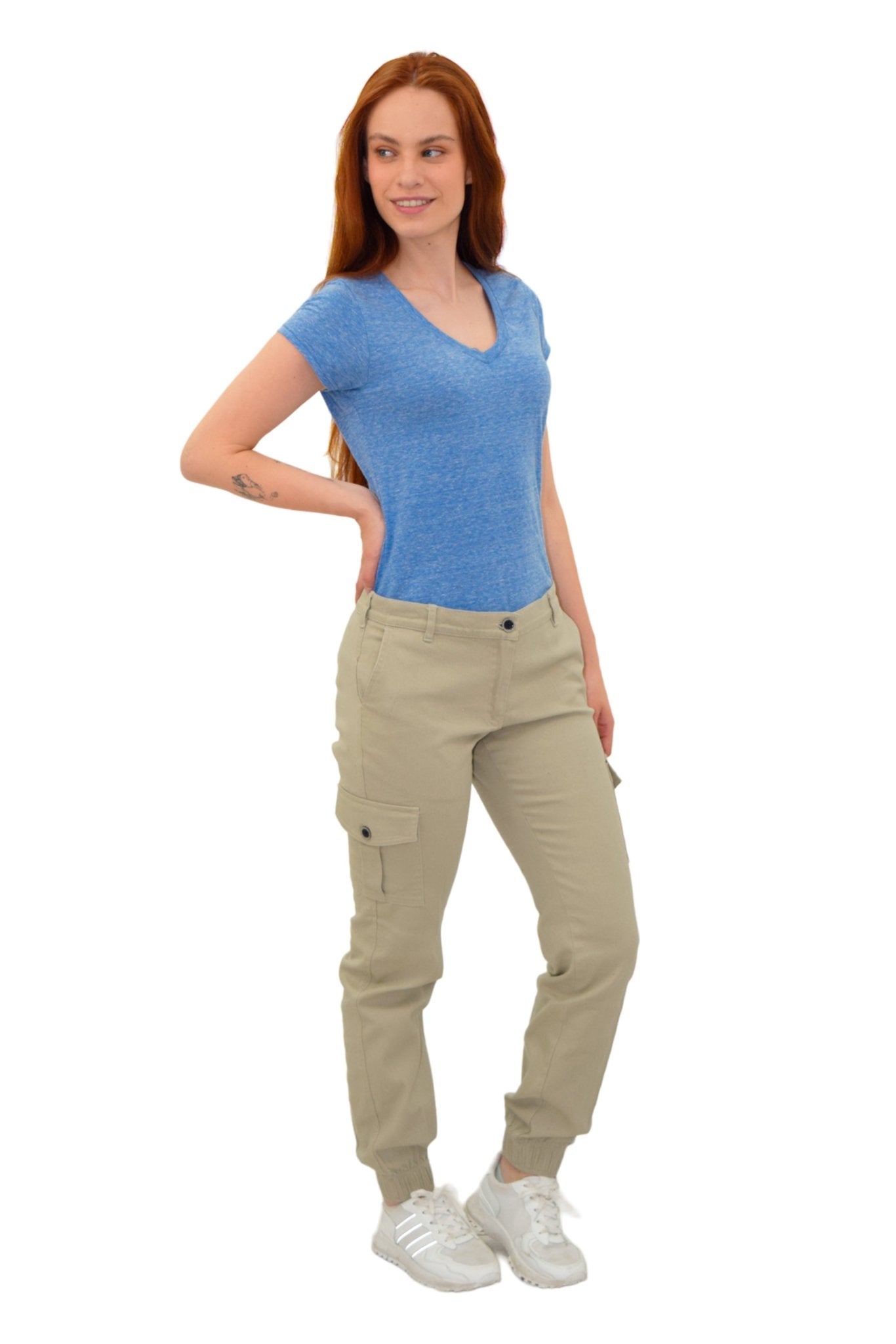 PLAYERA CUELLO V JASPE SPARTA MUJER #Color_Azul Jaspe