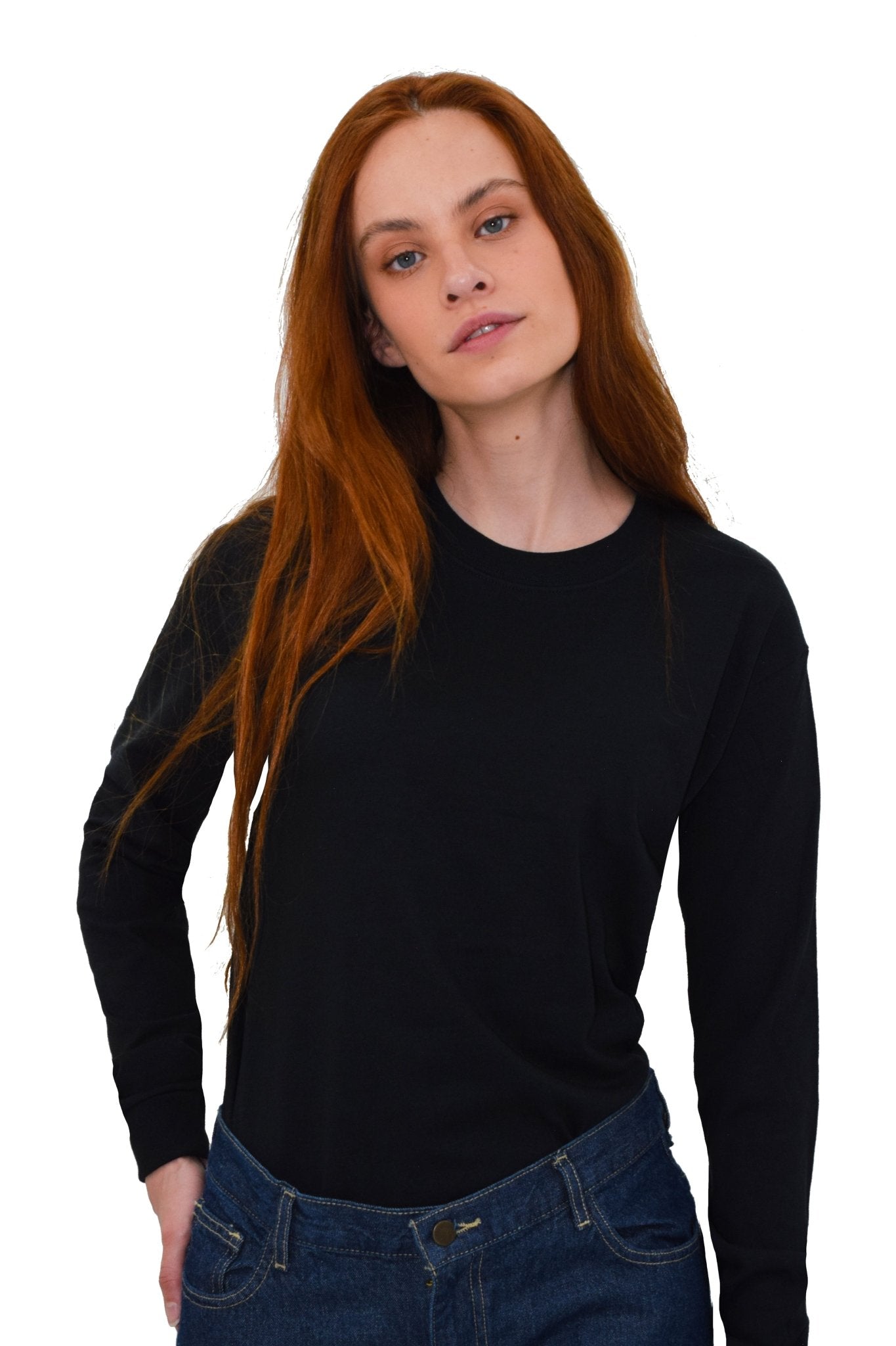 PLAYERA CUELLO REDONDO MANGA LARGA OLIMPIA UNISEX #Color_Negro